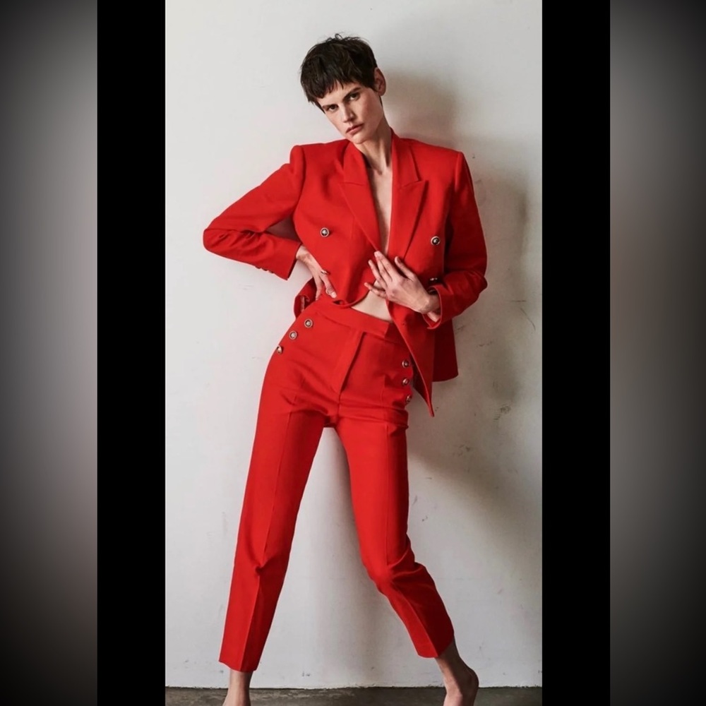 Zara red suit new with tags. Buttoned blazer